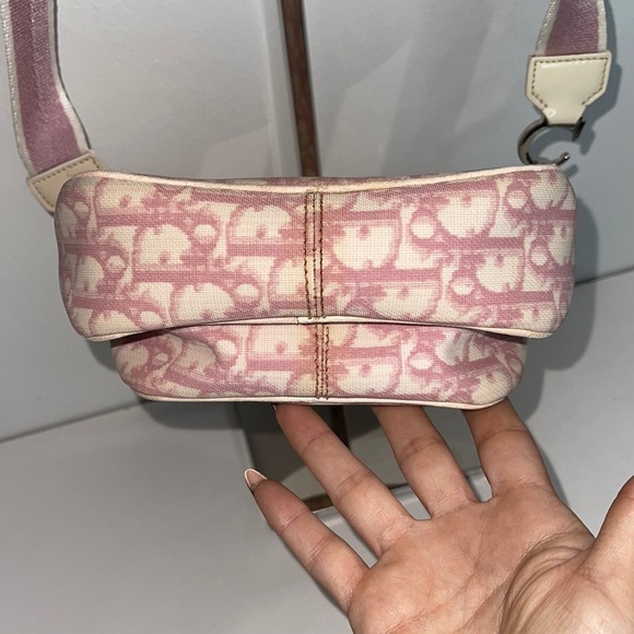Christian Dior Vintage Y2K Trotter Monogram Pink/OffWhite Crossbody Shoulder Bag - Picture 7 of 16